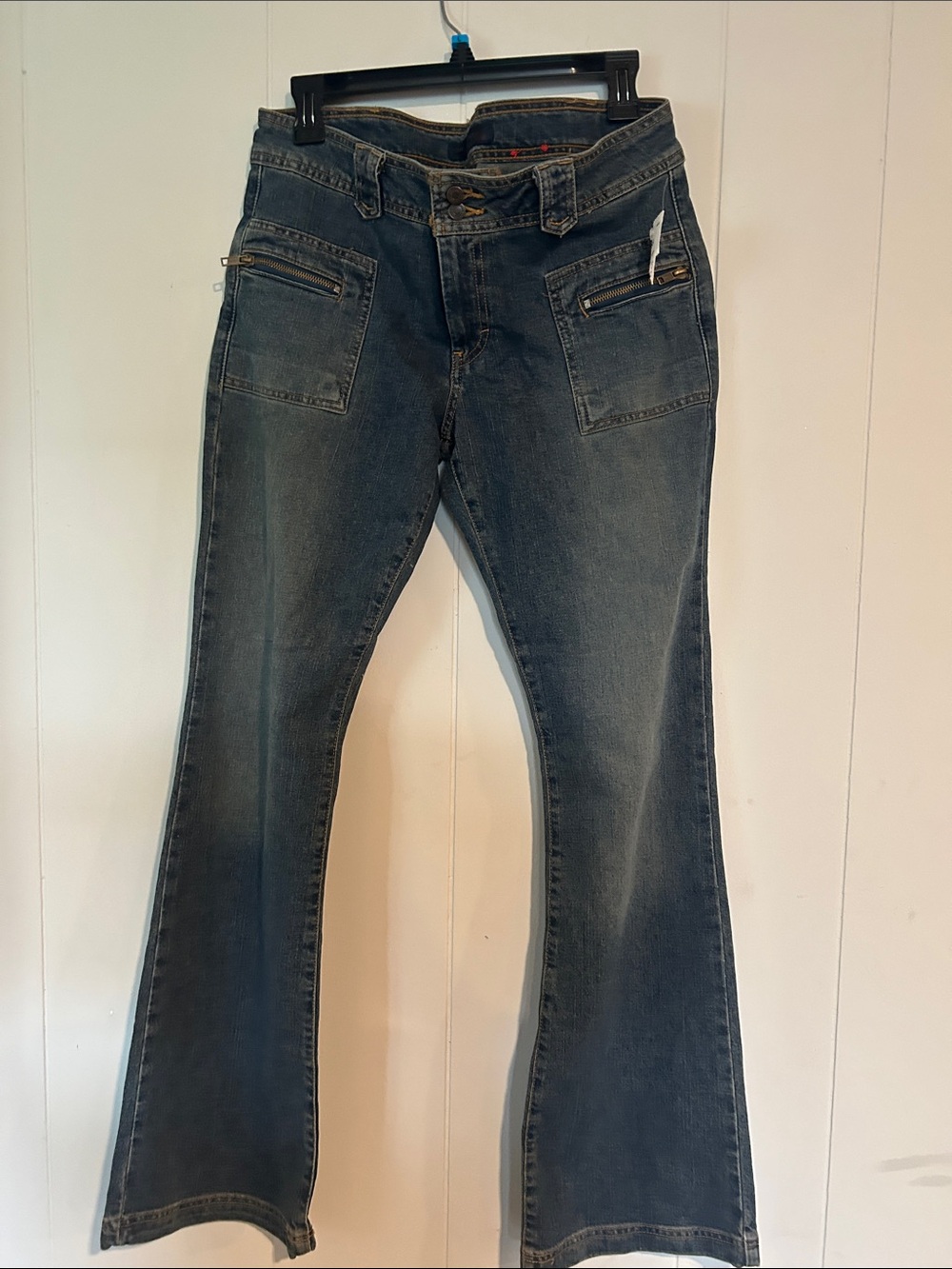 American Eagle Outfitters vintage Dark Blue Flare Jeans with Front Zip Pockets
